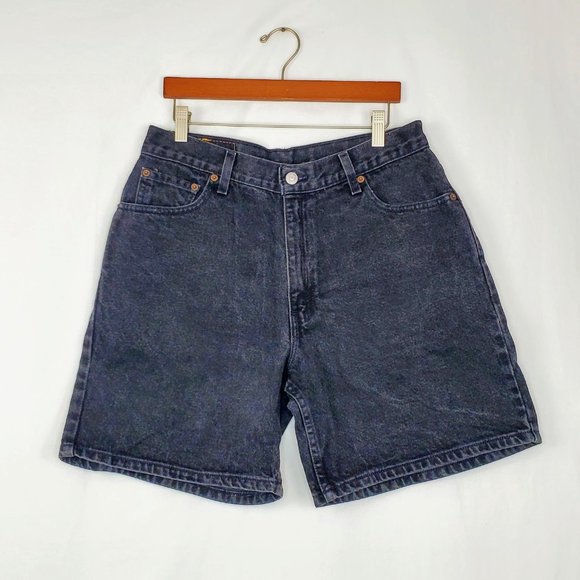 Vintage Levi's 550 Relaxed Fit Washed Black Denim Shorts Red Tab Made in USA - Picture 9 of 9